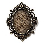 Tibetan Style Alloy Rhinestone & Oval Tray Cabochon Settings, Cadmium Free & Lead Free, Oval, Antique Bronze, Tray: 40x30mm,65x52x2.5mm, Hole: 4mm, about 65pcs/1000g(TIBEP-5436-AB-LF)