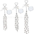 3Pcs 3 Styles 201 Stainless Steel String Bag & Iron with Glass Mirror & Alloy Bowknot Pendant Keychains, with Heart Alloy Swivel Clasps, Platinum, 220~255mm, 1pc/style(HJEW-SC0003-30)