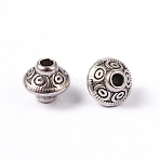 200Pcs Tibetan Style Alloy Spacer Beads, Lead Free & Cadmium Free, Bicone, Antique Silver, 5.4x6.3mm, Hole: 1mm(TIBEB-ZF0001-03AS)