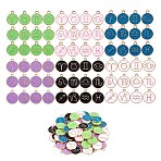 Alloy Enamel Pendants, Flat Round with Constellation, Light Gold, Cadmium Free & Lead Free, Mixed Color, 22x18x2mm, Hole: 1.5mm, 12 Constellations, 12pcs/set, 6 colors, 1set/color, 6sets/box(ENAM-SZ0001-12LG-RS)