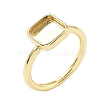 Brass Ring Components, Square Pad Ring Settings, Rack Plating, Long-Lasting Plated, Cadmium Free & Lead Free, Real 18K Gold Plated, Tray: 8.5x8mm, US Size 7 1/4(17.5mm)(KK-G547-02G)