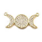 Religion Brass Micro Pave Clear Cubic Zirconia Pendants, Triple Goddess Sign Charms, Golden, 12x26.5x2mm, Hole: 1~1.2mm(KK-K426-03G)