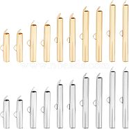 60Pcs 10 Style 304 Stainless Steel Slide On End Clasp Tubes, Slider End Caps, Golden & Stainless Steel Color, 20~40x5.5~6x4~6mm, Hole: 3~3.5x1~1.5mm, Inner Diameter: 3~3.5mm, 6pcs/style(STAS-UN0035-27)