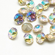 Pointed Back Glass Rhinestone Cabochons, Back Plated, Faceted, Diamond, Paradise Shine, 5x4mm(RGLA-T110-5mm-001PS)
