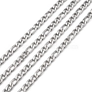 304 Stainless Steel Figaro Chains, Unwelded, Stainless Steel Color, 7mm(CHS-K001-32-7mm)