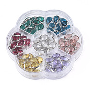 K9 Glass Charms, with Platinum Plated Brass Findings, Teardrop, Faceted, Mixed Color, 13.5x7.5x3.5mm, Hole: 1.8mm(GLAA-N038-26)