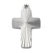 304 Stainless Steel Pendants, Cross Charm, Stainless Steel Color, 22x13x1.9mm, Hole: 1.6mm(STAS-D025-02P-02)