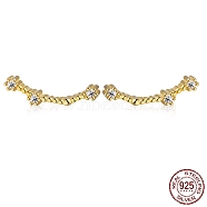 Cubic Zirconia Constellation Stud Earrings, Golden 925 Sterling Silver Earrings, Pisces, 11.5x4mm(EJEW-P231-90G-08)