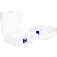 Polypropylene(PP) Storage Containers Box Case, with Lids, for Small Items and Other Craft Projects, Square, Clear, 14.7x14.7x6.3cm(CON-WH0073-63)