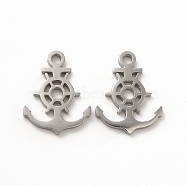 304 Stainless Steel Pendants, Anchor & Helm Charms, Stainless Steel Color, 17x13x1.4mm, Hole: 1.8mm(STAS-M089-30P)