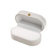 Velvet Single Ring Jewelry Boxes, Wedding Ring Storage Case, Oval, Light Grey, 7x4x3cm(PW-WG84862-05)