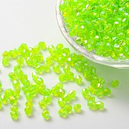 Bicone AB Color Plated Eco-Friendly Transparent Acrylic Beads, Green Yellow, 4x4mm, Hole: 1mm, about 16600pcs/500g(TACR-A003-4mm-35)