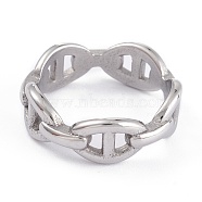 Unisex 304 Stainless Steel Finger Rings, Wide Band Rings, Curb Chain Shape, Stainless Steel Color, Size 7, Inner Diameter: 17.1mm, 7.3mm(RJEW-K233-04B-P)