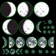 PVC Plastic Luminous Wall Stickers, Glow in The Dark Wall Decoration, Moon Pattern, 600x300mm(DIY-WH0384-007)