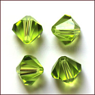 Imitation Austrian Crystal Beads, Grade AAA, Faceted, Bicone, Yellow Green, 4.55x5mm, Hole: 0.7~0.9mm(SWAR-F022-5x5mm-252)