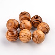 Round Natural Wood Beads, Macrame Beads Large Hole, Dyed, Lead Free, BurlyWood, 25x24mm, Hole: 4.5~6mm(X-WOOD-Q009-25mm-LF)