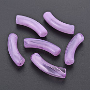 Transparent Acrylic Beads, Imitation Gemstone Style, Curved Tube, Violet, 33x8x10.5mm, Hole: 1.6mm, about 300pcs/500g(OACR-Q181-003E)