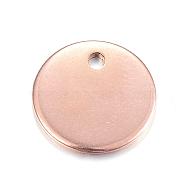 Ion Plating(IP) 304 Stainless Steel Stamping Blank Tag Charms, Flat Round, Rose Gold, 10x1mm, Hole: 1mm(STAS-D167-14RG)