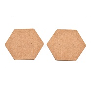 Kraft Paper Earring Displays Cards, Hexagon, Peru, 6.8x5.9x0.05cm(X-CDIS-H005-01)