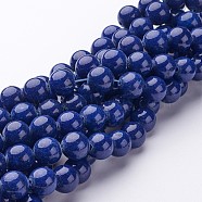 Natural Mashan Jade Round Beads Strands, Dyed, Midnight Blue, 10mm, Hole: 1mm, about 41pcs/strand, 15.7 inch(X-G-D263-10mm-XS09)