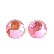 Glass Rhinestone Cabochons, Flat Back & Back Plated, Faceted, Half Round, Pearl Pink, 12x5mm(GLAA-A006-26B-01)