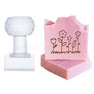 Clear Acrylic Soap Stamps with Big Handles, DIY Soap Molds Supplies, Flower, 60x36x30mm, Pattern: 27x33mm(DIY-WH0437-012)