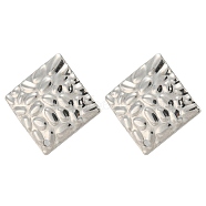 304 Stainless Steel Stud Earring Findings, with Hole, Rhombus, 20x20mm, Hole: 1.2mm, Pin: 0.7mm(EJEW-D081-01D-P)