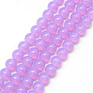 Baking Painted Glass Beads Strands, Imitation Opalite, Round, Plum, 6mm, Hole: 1.3~1.6mm, about 133pcs/strand, 31.4 inch(DGLA-Q023-6mm-DB18)