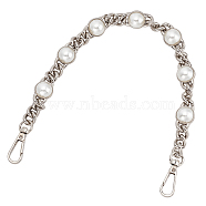 Aluminum & Alloy Bag Handles, with ABS Plastic Pearl Beads, Platinum, 36~38cm(DIY-WH0304-129P)