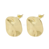 Brass Stud Earrings, Twist Oval, Real 18K Gold Plated, 20.5x18.5mm(EJEW-M244-05G)