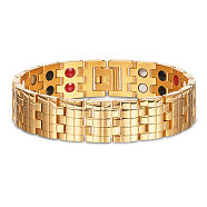 SHEGRACE Stainless Steel Watch Band Bracelets, Golden, 8-5/8 inch(22cm)(JB648B)
