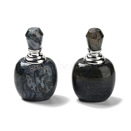 Natural Moss Agate Dropper Bottles, with 304 Stainless Steel Findings, SPA Aromatherapy Essemtial Oil Empty Bottle, 4.05x3.2x6.5cm(DJEW-K024-01P-04)