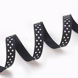 Polka Dot Ribbon Grosgrain Ribbon, Black, three points on an oblique line, about 3/8 inch(10mm) wide, 50yards/roll(45.72m/roll)(RC10mm-39)