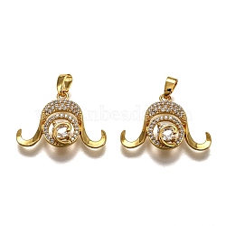 Brass Clear Cubic Zirconia Constellation Charms, Long-Lasting Plated, with Jump Ring, Real 18K Gold Plated, Virgo, 16x22x5mm, Hole: 4.5x2mm(KK-B031-10G)