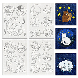 4 Sheets 11.6x8.2 Inch Stick and Stitch Embroidery Patterns, Non-woven Fabrics Water Soluble Embroidery Stabilizers, Animals, 297x210mmm(DIY-WH0455-234)