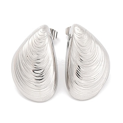 Non-Tarnish Shell Shapes 304 Stainless Steel Stud Earrings, Stainless Steel Color, 25x16mm(EJEW-H013-14P)