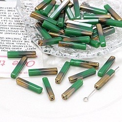 Electroplate Glass Beads, Faceted, Rectangle, Green, 19.5~20x4x4mm, Hole: 1mm(GLAA-D024-02H)