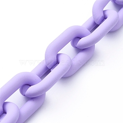 Handmade Acrylic Cable Chains, Oval, for Jewelry Making, Lilac, 31x19.5x5.5mm, 39.37 inch(1m)/strand(X-AJEW-JB00630-06)