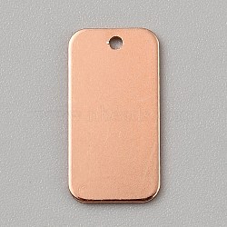 Brass Pendants, Rectangle, Rose Gold, 20x10x1mm, Hole: 1.4mm(KK-WH20019-002B-RG)