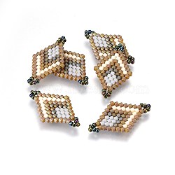 MIYUKI & TOHO Handmade Japanese Seed Beads Links, Loom Pattern, Rhombus, Colorful, 23~24x13~14x1.7mm, Hole: 1.5mm(SEED-A029-AA18)