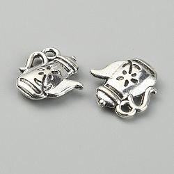 Tibetan Style Cups Theme Alloy Charms, Teapot Pattern, 13x13x3mm, Hole: 1.4mm(FIND-CJC0016-09-01)