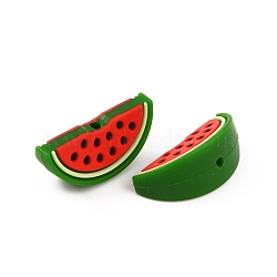 Food Grade Eco-Friendly Silicone Beads, Watermelon, Red, 13x30x12mm, Hole: 2mm(SIL-WH0013-14)