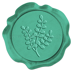 SUPERDANT&reg 50Pcs Adhesive Wax Seal Stickers, Envelope Seal Decoration, For Craft Scrapbook DIY Gift, Light Sea Green, Leaf Pattern, 30mm(DIY-SD0001-69I)