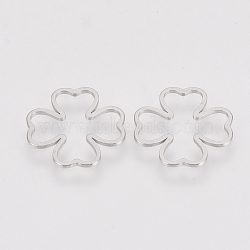 201 Stainless Steel Linking Ring, Flower, Stainless Steel Color, 12x12x0.8mm(STAS-S079-20A)