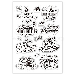 PVC Plastic Stamps, for DIY Scrapbooking, Photo Album Decorative, Cards Making, Stamp Sheets, Birthday Themed Pattern, 16x11x0.3cm(DIY-WH0167-56-18)
