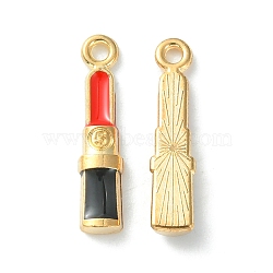 Alloy Enamel Pendants, Lipstick Charm, Golden, Red, 19x4x2.5mm, Hole: 1.5mm(ENAM-D047-16G-02)