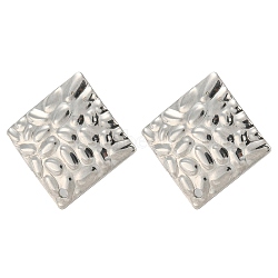304 Stainless Steel Stud Earring Findings, with Hole, Rhombus, 20x20mm, Hole: 1.2mm, Pin: 0.7mm(EJEW-D081-01D-P)