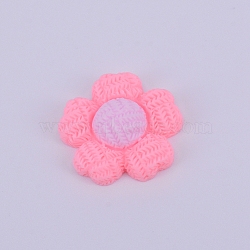 Opaque Frosted Resin Cabochon, Flower, Pearl Pink, 20x6.5mm(RESI-WH0009-30)