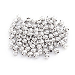 304 Stainless Steel Beads, Hollow Round, Stainless Steel Color, 2x2mm, Hole: 0.8mm, about 500pcs/bag(STAS-G230-P04)