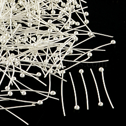 Brass Ball Head pins, Cadmium Free & Lead Free, Silver, 20x0.7mm, 21 Gauge, Head: 2mm, about 10000pcs/bag(KK-R020-18S)